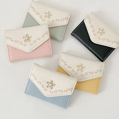 Kawaii Floral Coin Purse 🌸✨ Cute PU Leather Wallet for Women 👜💕