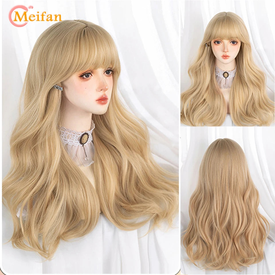 Kawaii Ombre Pink & Blonde Long Straight Wig 🎀✨ - Cute Lolita Cosplay Hair for Parties & Halloween! 🌸🖤