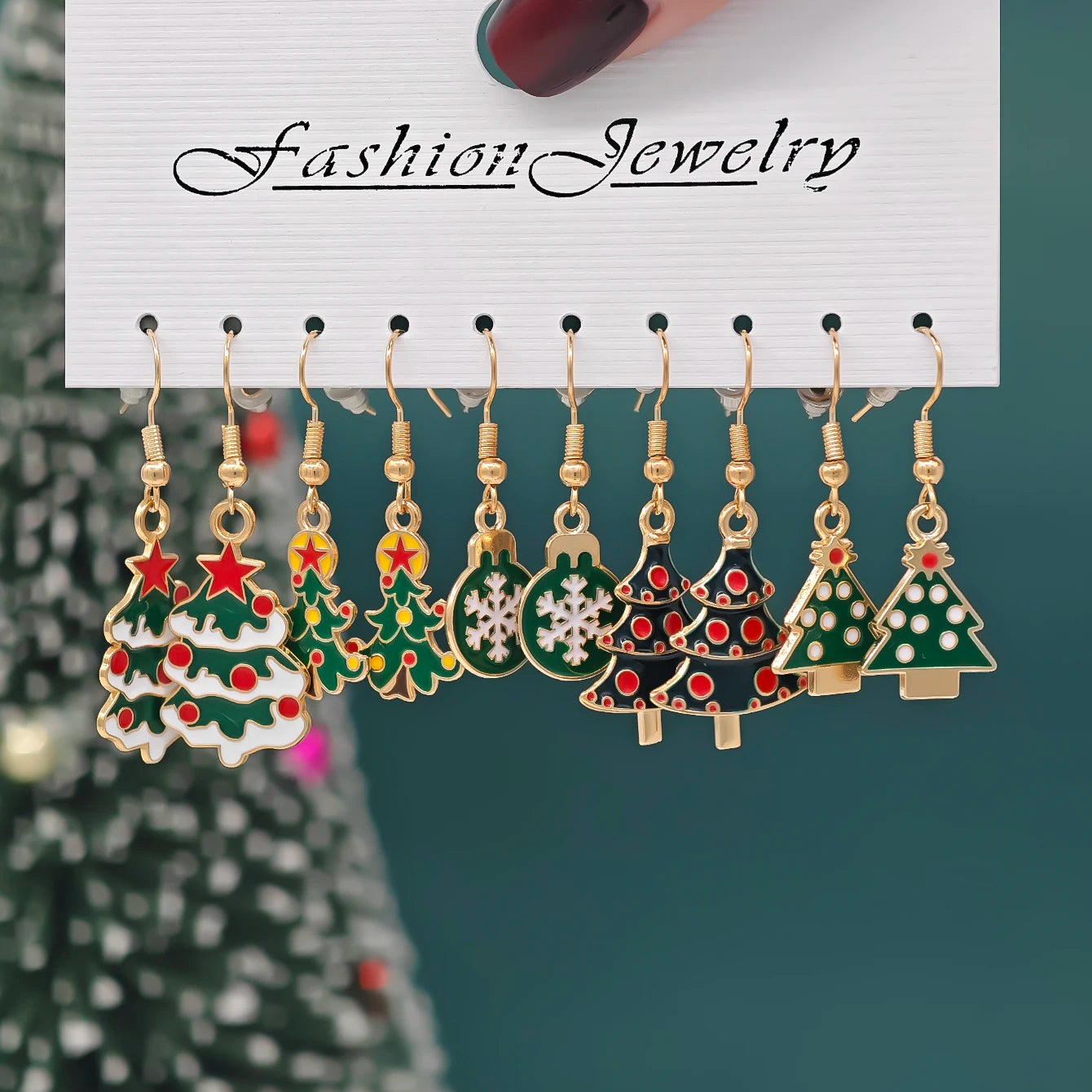 Whimsical Christmas Cartoon Santa Elk Tree Drop Earrings for Women 🎄🎅