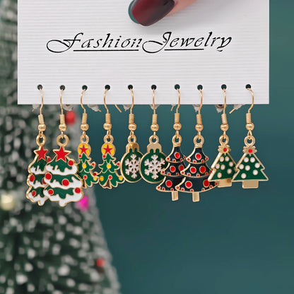 Whimsical Christmas Cartoon Santa Elk Tree Drop Earrings for Women 🎄🎅
