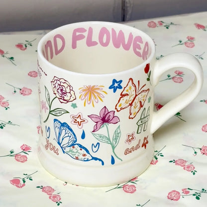 🌸 Kawaii Cat & Flower Ceramic Mug 🌼 Cute Drinkware for Coffee & Tea 🐱✨