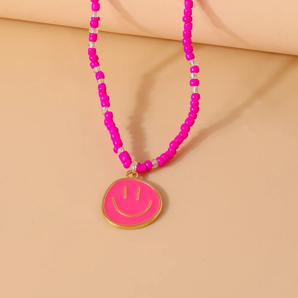 Kawaii Irregular Round Smile Face Necklace 🌈✨ - Perfect Gift for BFFs & Kids! 🎁💖