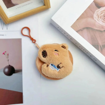 Kawaii Capybara Plush Coin Purse 🐾✨ Cute Cartoon Round Bag for Headphones & More! 🎀