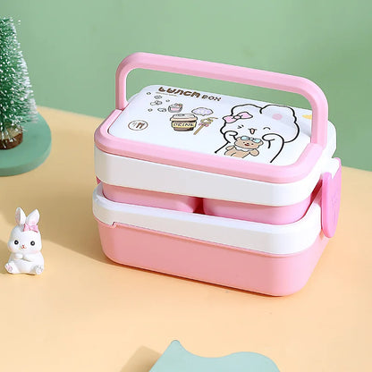Kawaii 1350ML Bento Box 🍱✨ | Portable & Leakproof Lunch Container with Spoon & Fork 🍴🌸 | Perfect for School Girls!