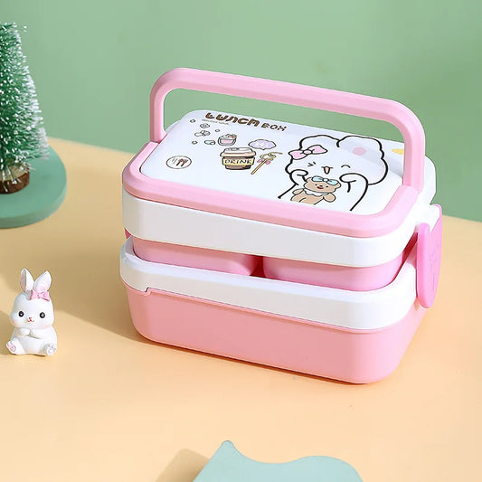 Kawaii 1350ML Bento Box 🍱✨ | Portable & Leakproof Lunch Container with Spoon & Fork 🍴🌸 | Perfect for School Girls!