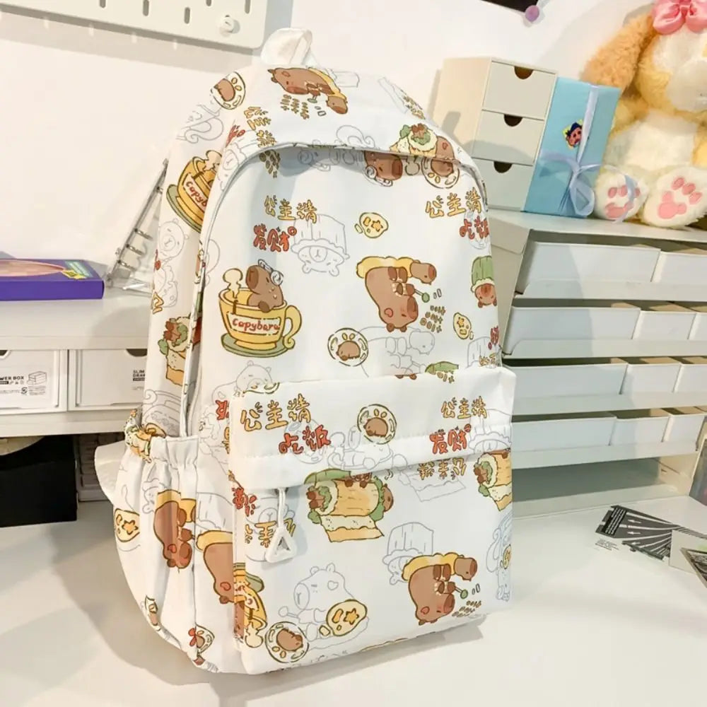 Capybara Backpack 🦙 | Fun & Spacious Nylon School Bag for Students 🎒✨