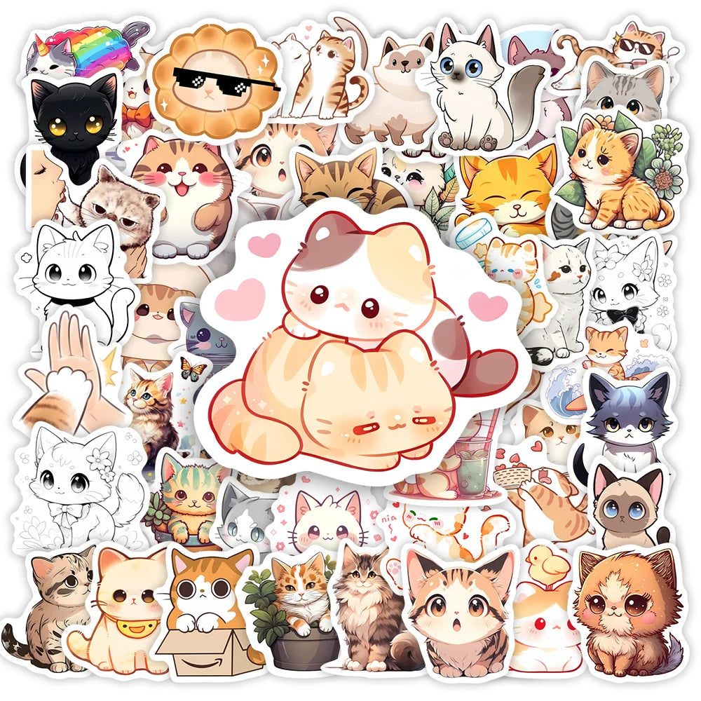 Adorable Kawaii Cat Stickers 🐱✨ - Cute Anime Pets for DIY Fun on Phones, Laptops & More! 🎨💕