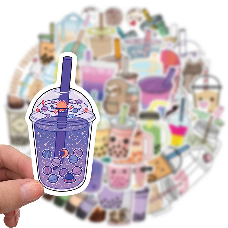 Kawaii Pearl Drink Stickers 🌟 | 10/30/50PCS Waterproof PVC Aesthetic for Kids 🎨 | Cute Scrapbooking & Laptop Decor 📒✨