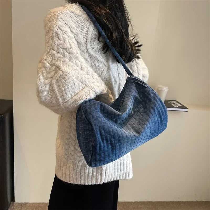 Kawaii Denim Crossbody Bag 🎀 | Stylish Zipper Shoulder Bag for Women 👜✨ | High Capacity & Soft Design! 🌈