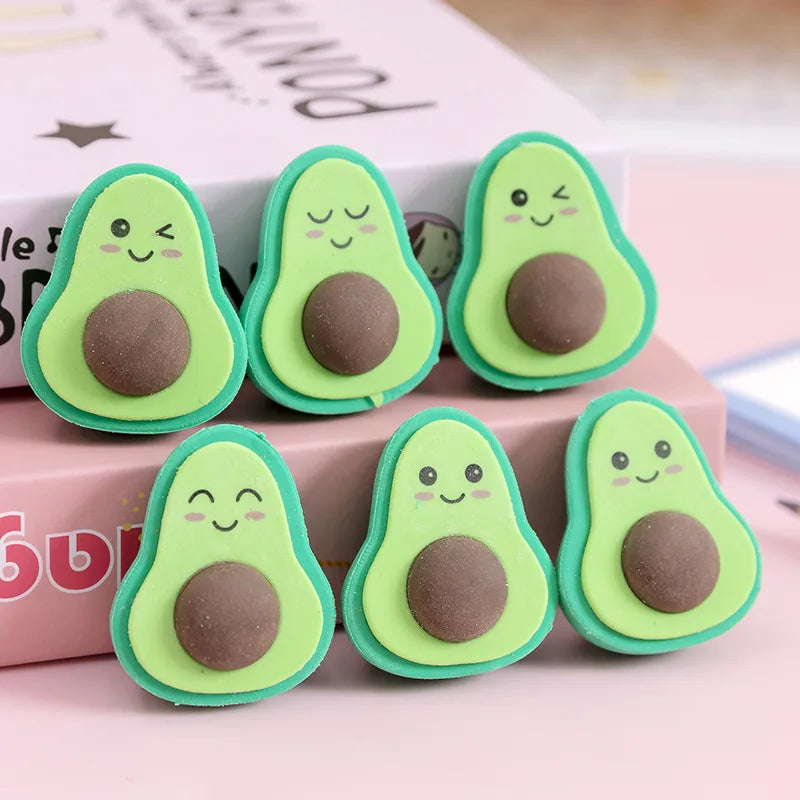 🍏✨ Adorable Avocado Friends: 4-Piece Fun Eraser Set for Kids! 🌟🥑