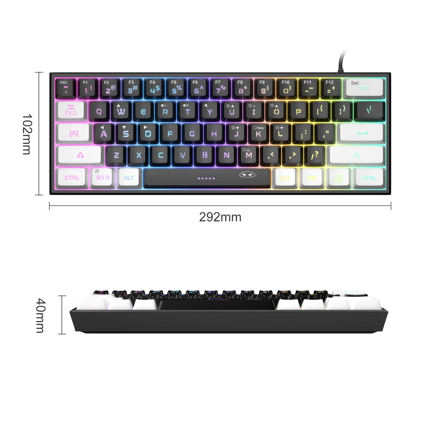Kawaii Magic: MageGee TS91 Mini 60% RGB Keyboard 🎀✨ - Adorable Compact Membrane Keyboard for Gamers & Typists 💖🌈