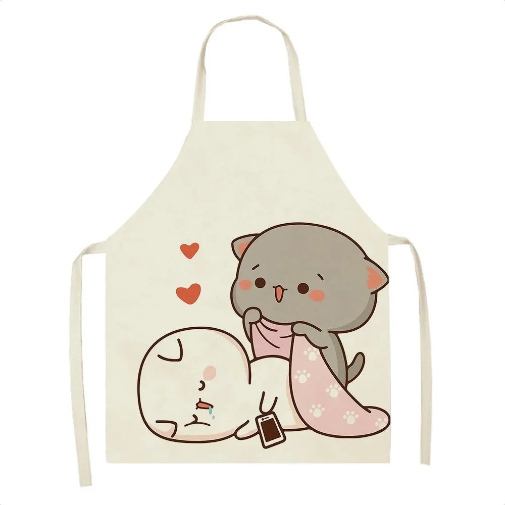 Cute Cartoon Cat Cooking Apron 💕🐱 - Fun & Mess-Free for Couples in the Kitchen 🍳👩‍🍳 - Pixie Quill