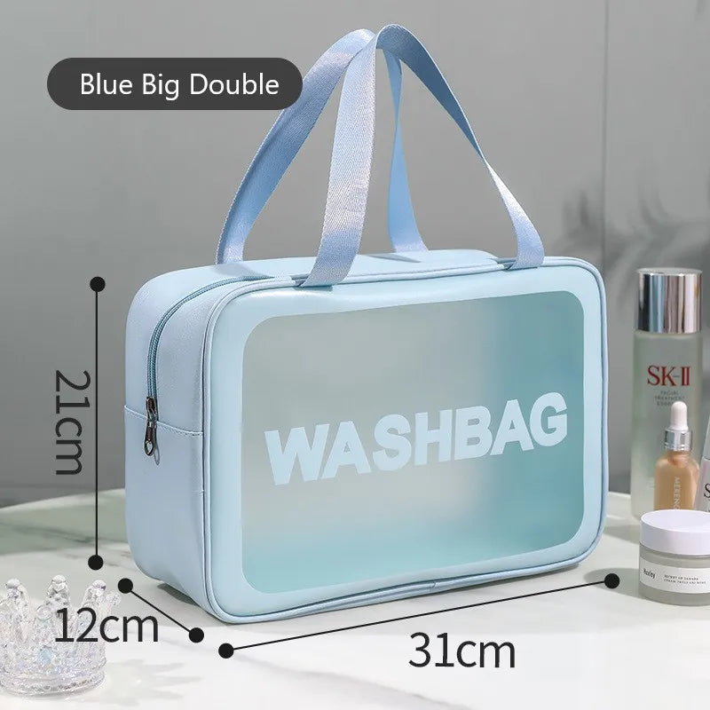 Kawaii Waterproof Travel Makeup Bag 🌟✨ | Cute Transparent Cosmetic Organizer for Women 💖✈️