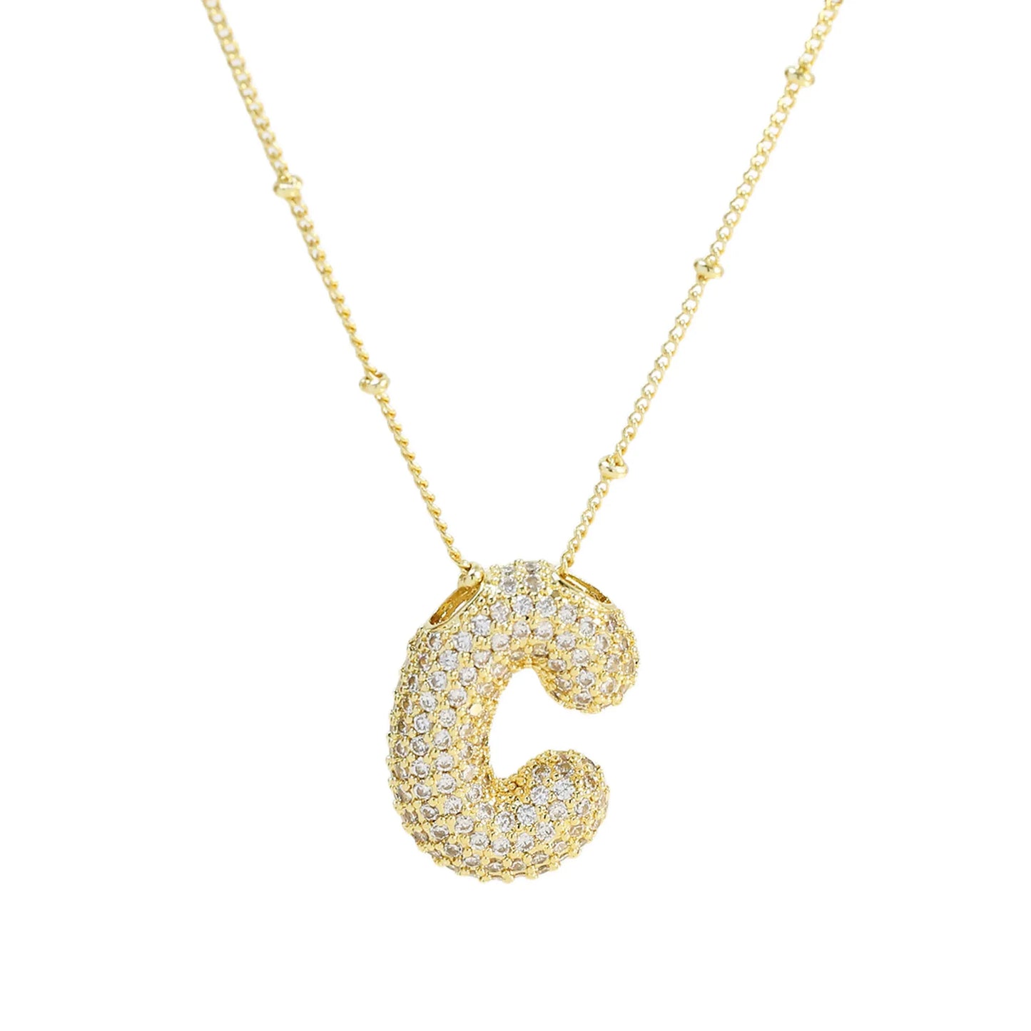 Kawaii CZ Zircon Balloon Initial Necklaces 🎈✨ A-Z Alphabet Bubble Letter Pendants for Trendy Women 💖 Fashion Jewelry