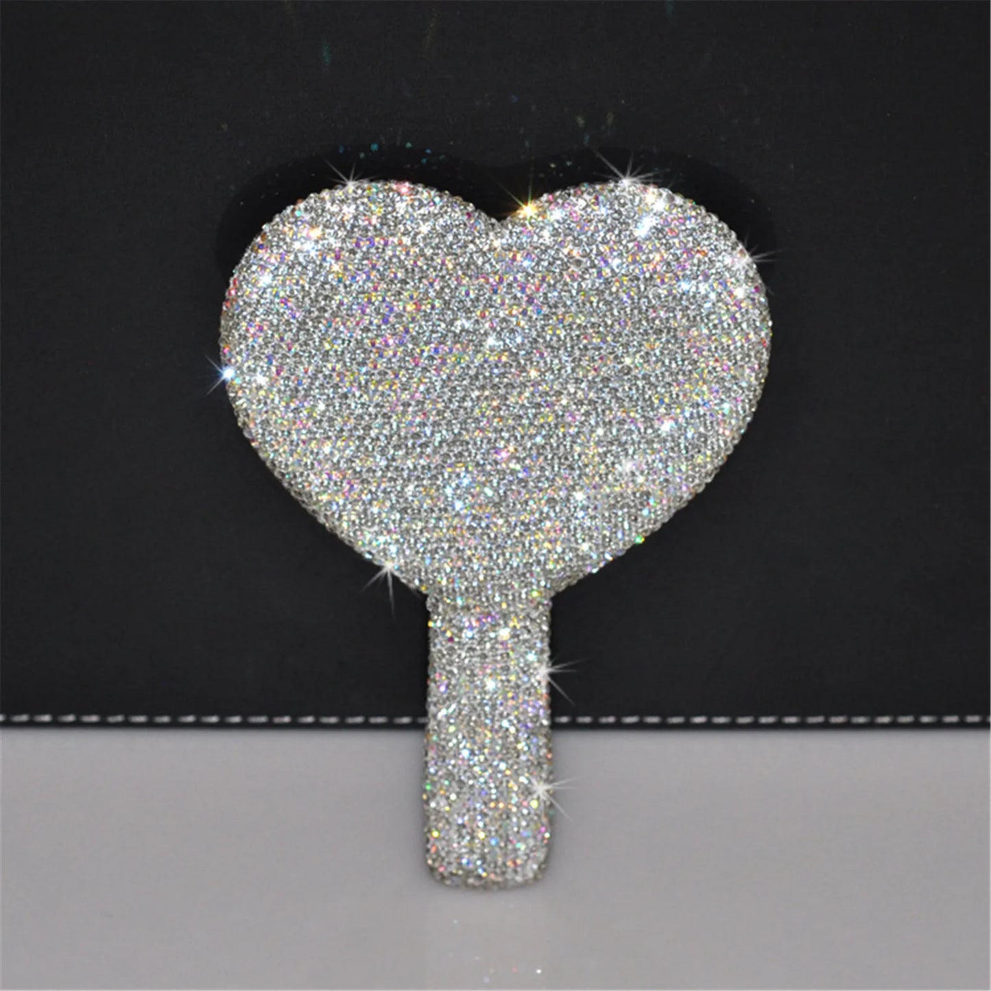 Kawaii Sparkle Heart Makeup Mirror 💖✨ - Travel-Friendly Bling Handheld Beauty Accessory!