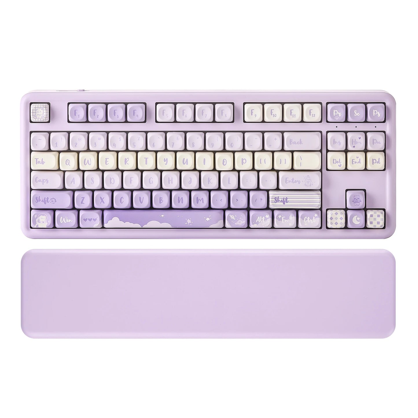 Cute Kawaii Wireless RGB Mechanical Keyboard 🐻✨ | YUNZII B87 with Gasket Mount, Hot Swappable Switches & Soft Wrist Rest! 🎮💖
