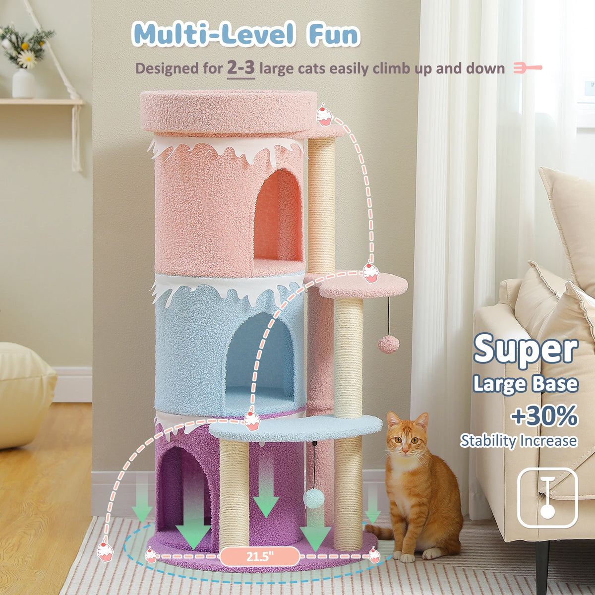 Four Tier Cat Tree For Large Cats With Large Top Perch And Sisal Scratching Posts Indoor Playhouse 🐾🐱
