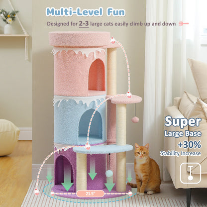 Four Tier Cat Tree For Large Cats With Large Top Perch And Sisal Scratching Posts Indoor Playhouse 🐾🐱
