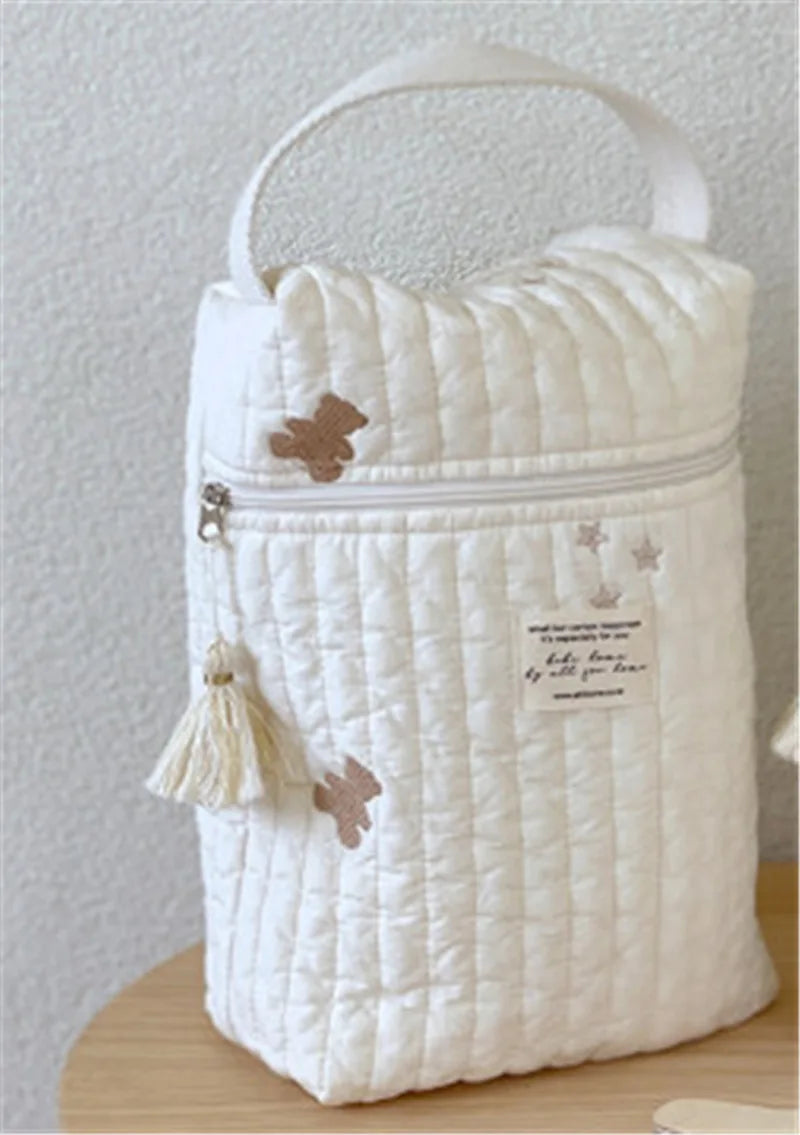 Kawaii Custom Name Mommy Bag 🌸✨ Cute Multifunctional Baby Carriage Hanging Bag with Embroidery 💖 Mother & Baby Essentials!