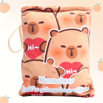 Adorable Kawaii Capybara Plush Snack Bag 🐾💖 - Cute & Soft Animal Bag with 4 Tiny Capybara Cubs!