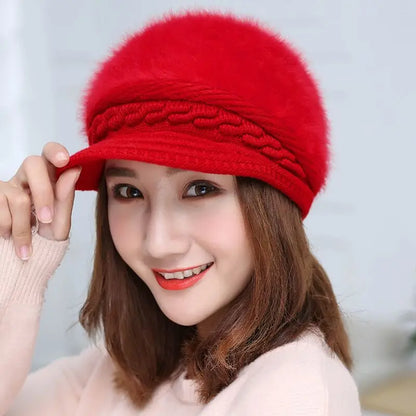 Cozy Korean Style Rabbit Hair Beanie For Women Warm Winter Knit Hat 🐰❄