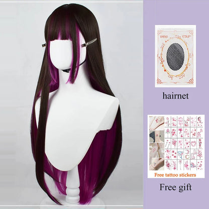 Kawaii Long Black & Red Wavy Wig 💖✨ - Cosplay & Daily Use with Bangs 🎀 | Harajuku Style!