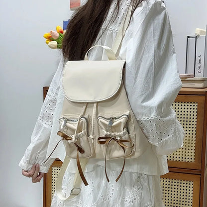 Kawaii Bow Backpack 🎀 | 2024 Trendy Nylon Girls' Backpack for Light Travels 🌟 | Casual Commuter Style ✨