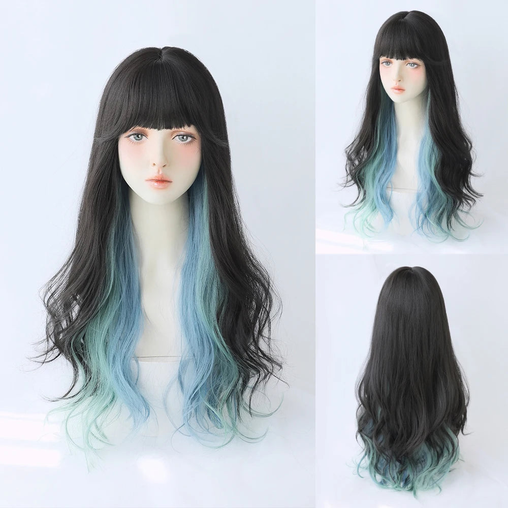 Kawaii Blonde Cosplay Wig 🎀✨ | Wavy Synthetic Hair with Bangs for Daily & Party Looks 💖