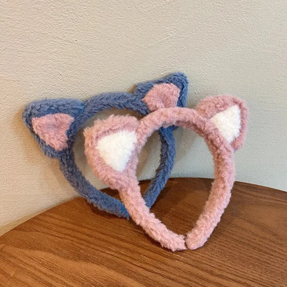 Kawaii Plush Cat Ear Hair Band 🎀✨ | Cute & Soft Headband for Makeup & Face Washing 🐱💖