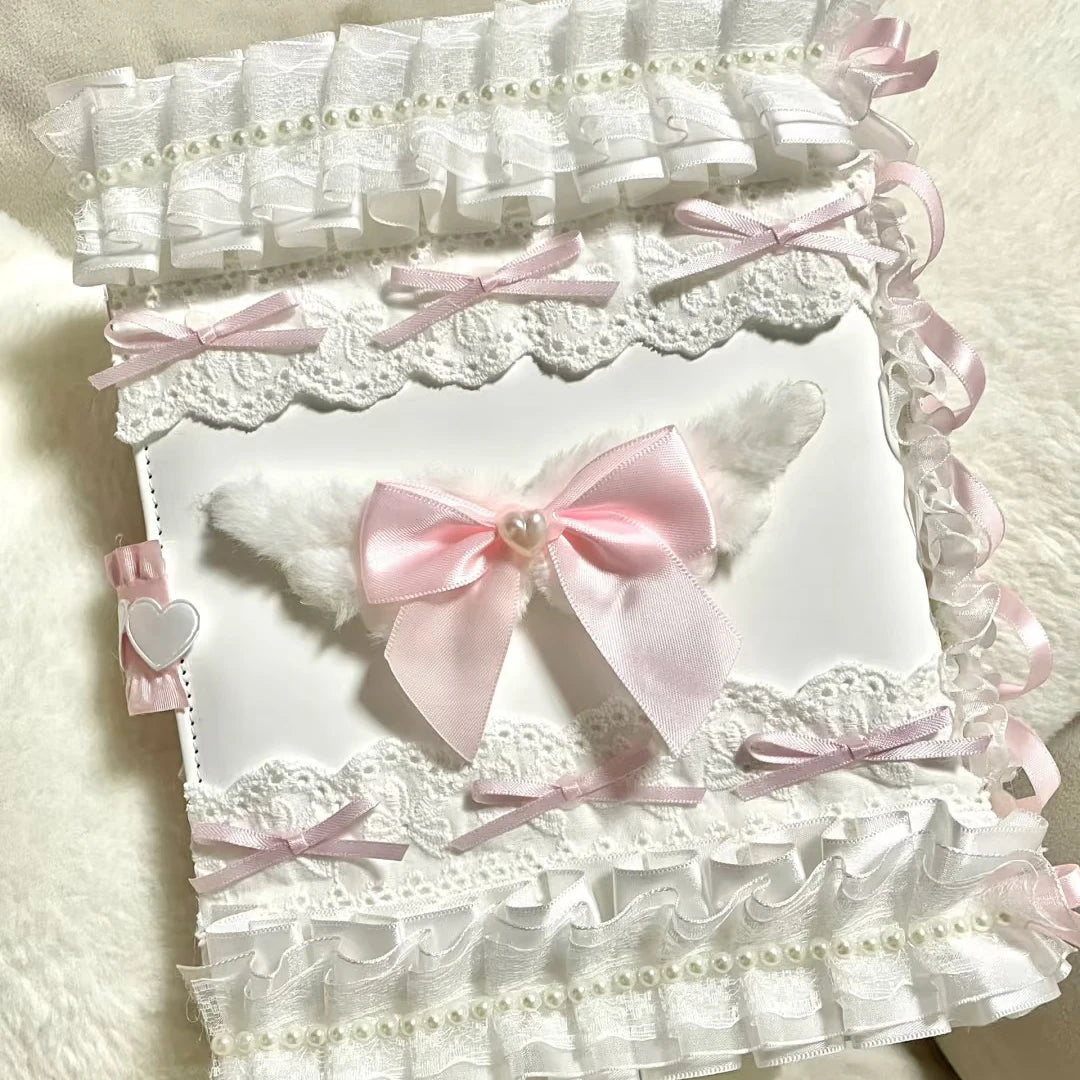 Pink A5 Binder Card Holder Album With Lace Top Loader For Kpop Photo Cards 💗🎀📑