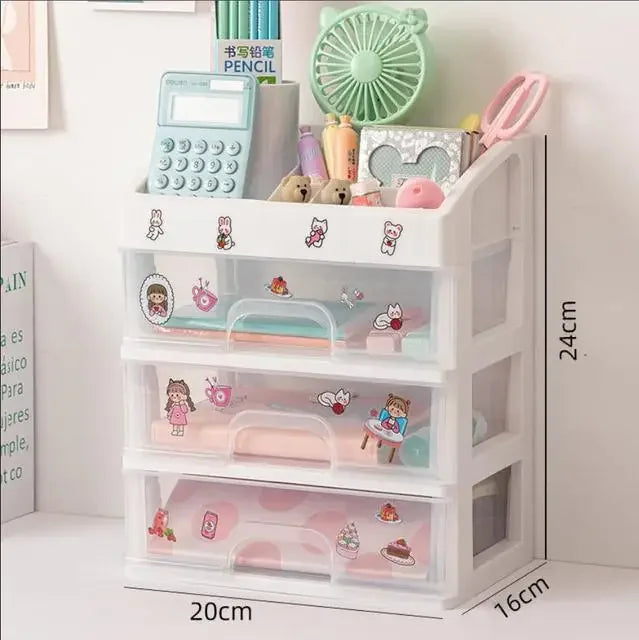 Kawaii Multi-Layer Drawer Organizer 🌟✨ | Cute Desktop Storage Box for School & Office Supplies 🖍️💖