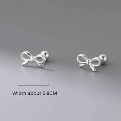 Kawaii Sweet Bow 925 Sterling Silver Stud Earrings 🎀✨ | Adorable Jewelry Gift for Girls & Women 💖
