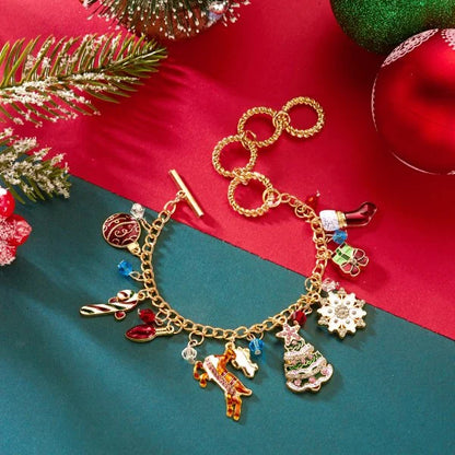 Whimsical Christmas Bracelet With Santa Snowman Star Pendant Jewelry Adjustable🎄