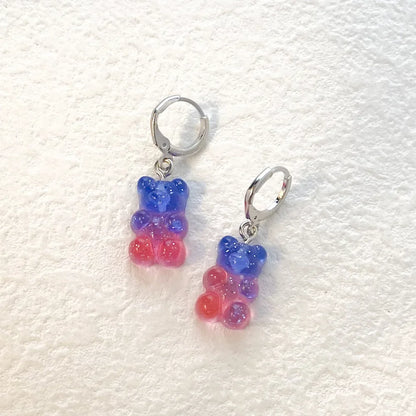 🌈 Sweet Rainbow Bear Dangle Earrings 🍬✨ Cute Acrylic Drop Jewelry for Trendy Girls! 🐻💖