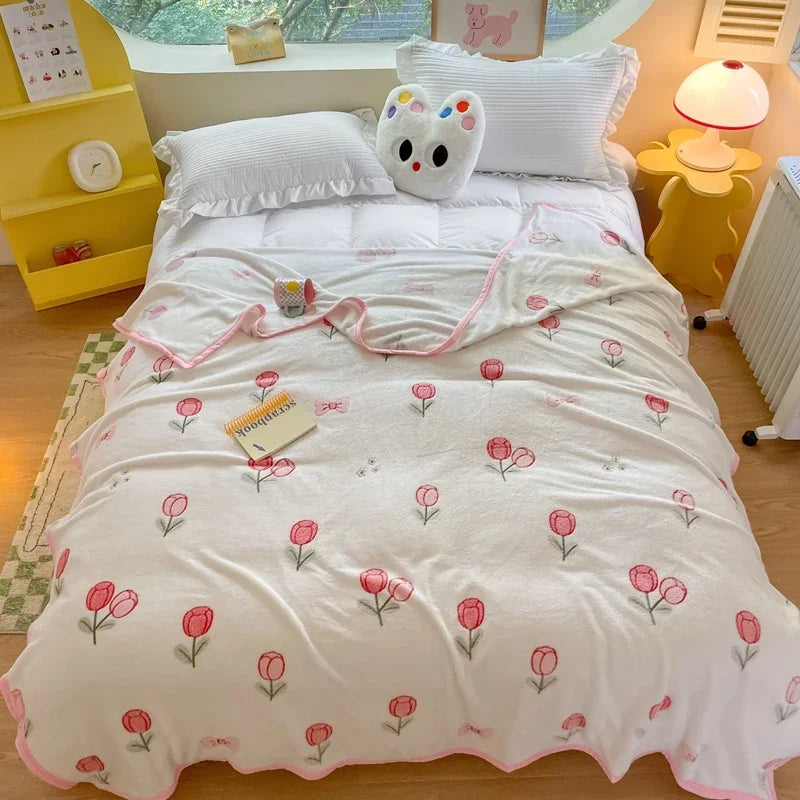 Snuggle Up with Adorable Bear Friends 🐻💖 Cozy Fleece Blanket for Travel & Home! - Pixie Quill