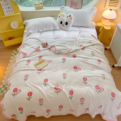 Snuggle Up with Adorable Bear Friends 🐻💖 Cozy Fleece Blanket for Travel & Home! - Pixie Quill