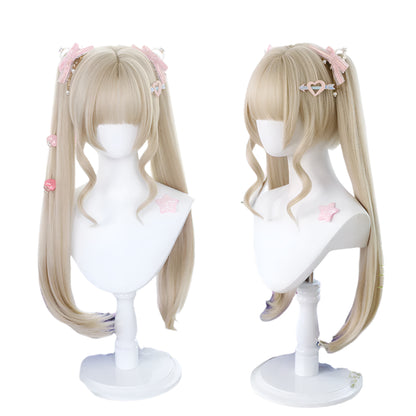 Cute Ombre Blonde & Black Double Ponytail Lolita Wig 🎀✨ - Kawaii Cosplay Hair with Bangs for Harajuku Style! 💖👸