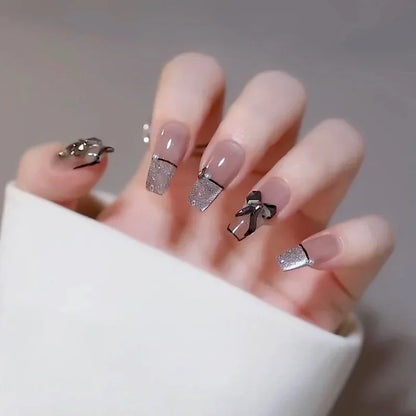 Kawaii 24pcs Pink Butterfly Press-On Nails 🦋💖 | Jelly Gel False Nail Tips for Lovely Girls 🌸✨ with Easy Application Tools