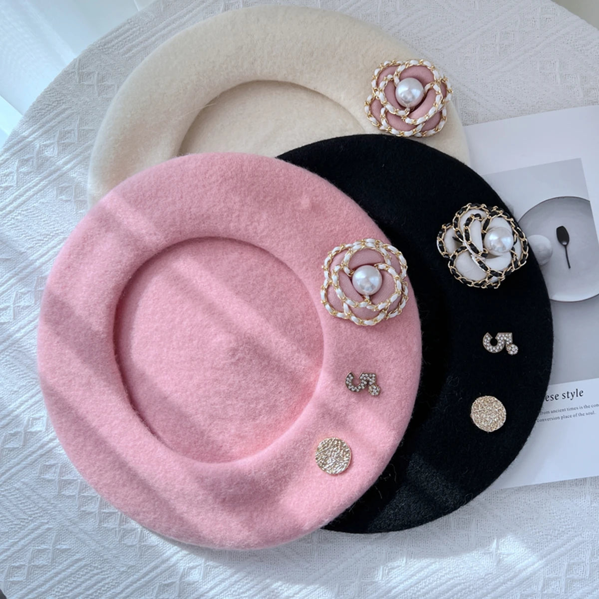 Flower Wool Beret For Women Winter Hat Cute Cozy Charm ❄️🧣