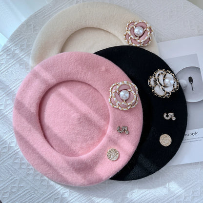 Flower Wool Beret For Women Winter Hat Cute Cozy Charm ❄️🧣