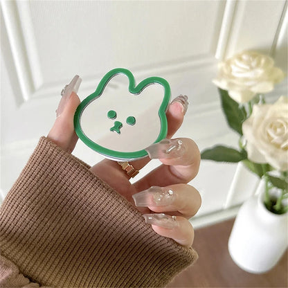 Kawaii Rabbit Mirror Grip Tok 🐰✨ | Adorable Foldable Phone Stand & Ring Holder for iPhone 📱💕