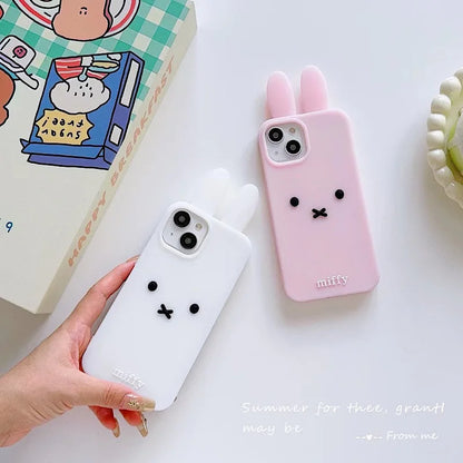 Kawaii 3D Silicone Rabbit Case 🐰✨ for iPhone 11/12/13/14/15 Pro Max - Cute & Protective Soft Shell!