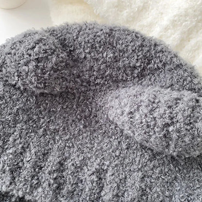 Kawaii Bear Ear Knitted Wool Hat 🐻❄️ | Cozy Winter Bomber Cap with Lace-Up Design for Warmth!