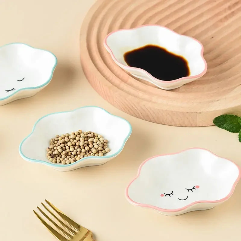 🌈 Adorable Cloudy Dipping Delight 🍜 - Whimsical Ceramic Sauce Dish for Saucy Snacking! 🌟 - Pixie Quill