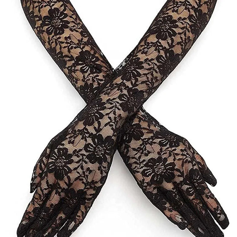 Transparent Lace Flower Mesh Gloves With Bowknot For Lolita Cosplay Party 🧤🌸
