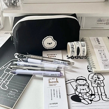 Kawaii Black Puppy Pencil Pouch 🐾✨ - Large Capacity Stationery Organizer for School & Office!