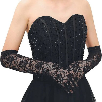 Transparent Lace Flower Mesh Gloves With Bowknot For Lolita Cosplay Party 🧤🌸