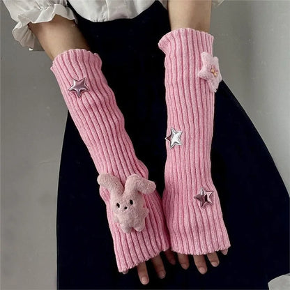 Women's Star Knit Arm Sleeves Warmers Y2K Style Cute Accessory ✨🌟