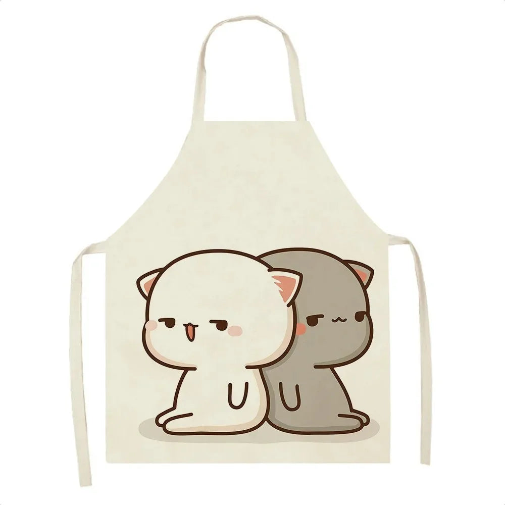 Cute Cartoon Cat Cooking Apron 💕🐱 - Fun & Mess-Free for Couples in the Kitchen 🍳👩‍🍳 - Pixie Quill