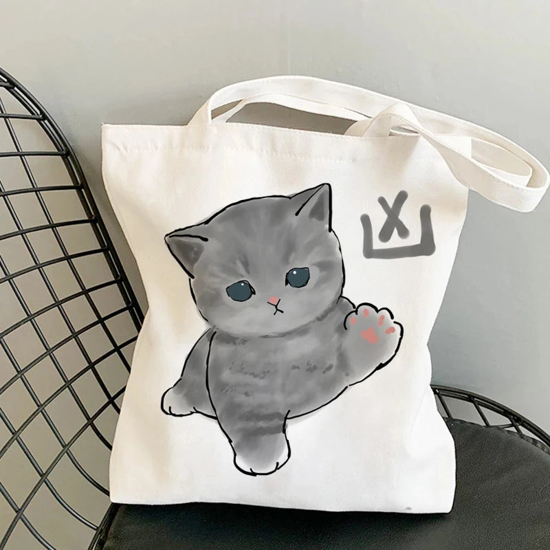 ✨ Cute Cat Manga Tote Bag 🐾 Fun Canvas Shopper for All Your Adventures! 👜 - Pixie Quill